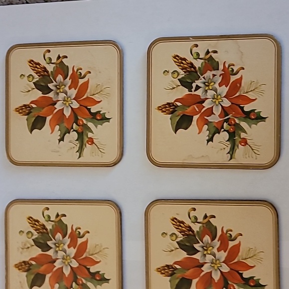 Pimpernel Vintage Set of 6 Poinsettia Coasters - Picture 4 of 7
